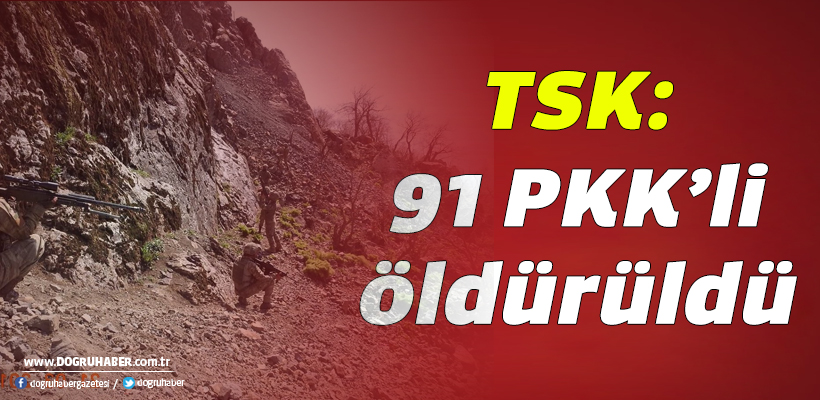TSK: Son bir haftada 91 PKK`li öldürüldü