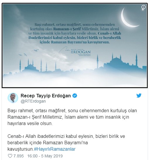 Erdoğan'dan 'ramazan' paylaşımı
