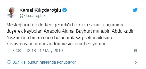 Kılıçdaroğlu'ndan AA muhabiri Nişancı paylaşımı