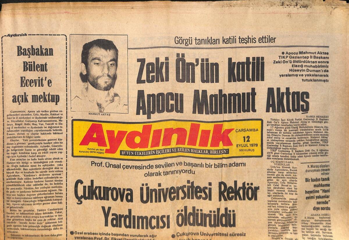 12 Eylül 1979 Tarihli Aydınlık Gazetesi