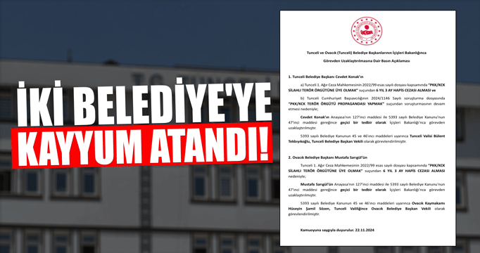 İki Belediye'ye Kayyum atandı!