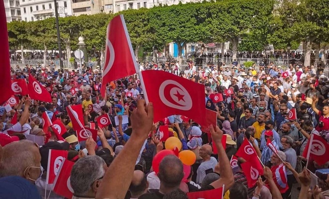 مظاهرات في تونس ضد انقلاب قيس سعيّد