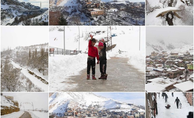Kar yağışı Cudi Dağı eteklerinde kartpostallık görüntüler oluşturdu