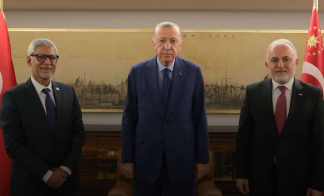 Cumhurbaşkanı Erdoğan, Kızılay Başkanı Kınık ve IFRC Genel Sekreteri Chapagain’i kabul etti